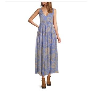 FP Julianna floral print V-neck sleeveless spaghetti stra tiered maxi dress